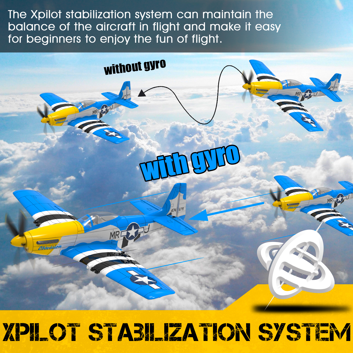 VolantexRC-Mini-Mustang-P-51D-V2-EPP-Spannweite-400mm-24G-4CH-6-Achsen-Gyro-One-Key-Aerobatics-XPilo-1987786-7